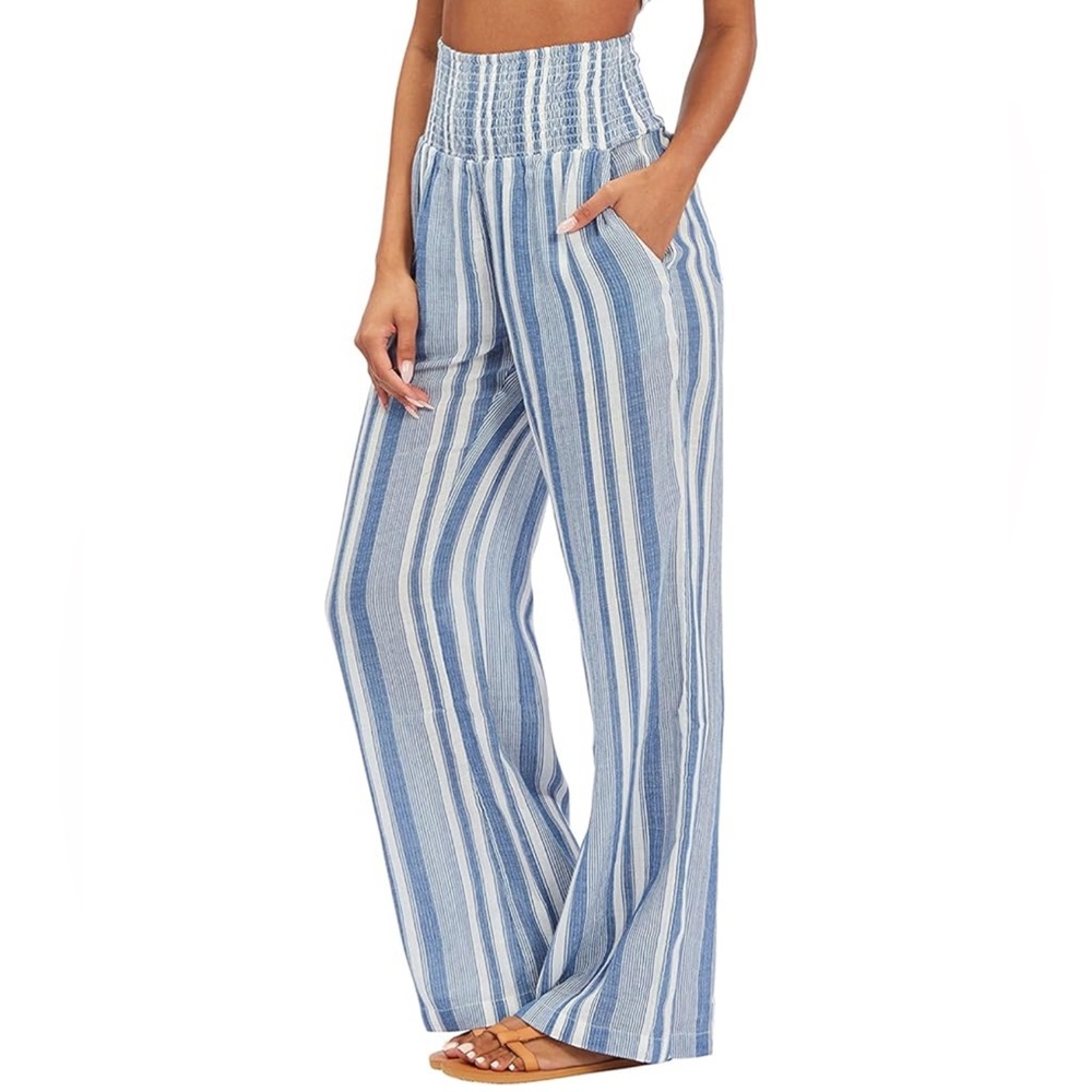 Billabong Blue and White Wide Leg Jumpsuit